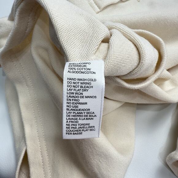 Rebecca Minkoff Janine Knit Henley Top Womens Size L Cream Puff Shoulders Cotton - Picture 5 of 6